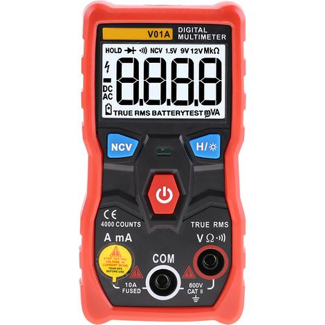 Multimètre numérique ANENG V01A, gamme automatique, True RMS, mesure AC/DC courant et tension, testeur de résistance ohm, couleur rouge, appareil de diagnostic électrique (1/5)