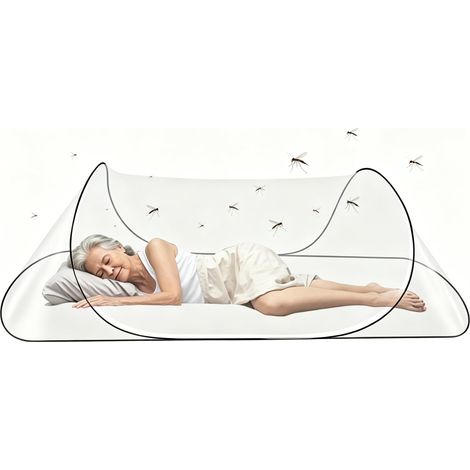 Moustiquaire pliante escamotable 200 x 50 x 80 cm, lit moustiquaire, tente en filet pour une personne, pour le camping, les voyages et la terrasse. (1/5)
