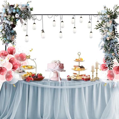 Arche de table réglable en métal de 42CM-123CM de haut de 80CM-250CM de long, pour mariage, fête d'anniversaire, anniversaire de mariage, décoration (1/5)