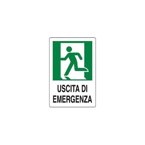 CARTELLO  USCITA DI EMERGENZA A SINISTRA- - cm.20x30h. - 10 pezzi
