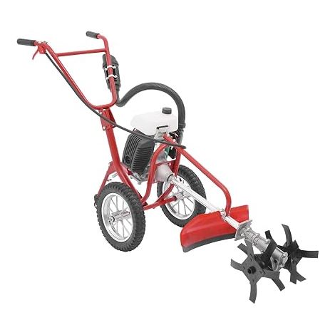 Motobineuse à essence, mini motoculteur à essence 63 cm³, micro-motobineuse avec moteur à essence 4 temps, microcultivateur léger et compact – avec profondeur de culture de 10 cm pour parcs (1/5)