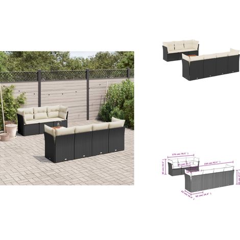 8-tlg. Garten-Sofagarnitur mit Kissen Schwarz Poly Rattan - Gartenmöbel - Outdoor Möbel - Lounge Set - Rattan Gartenmöbel - Polyethylen Gartenmöbel (1/3)