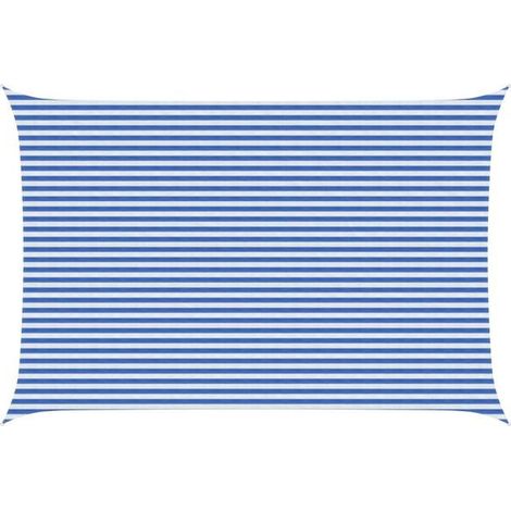 Voile d'ombrage à rayures bleues et blanches, 4 x 6 mètres en PEHD (1/5)