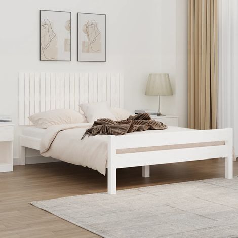 Tête de lit murale Style Classique Armoire de lit - Blanc 140x3x60 cm Bois massif de pin BV827772 - BonneVie (1/5)