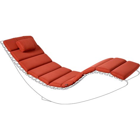 Cojín para tumbona de jardín con reposacabezas resistente a los rayos UV rojo Brescia (1/5)