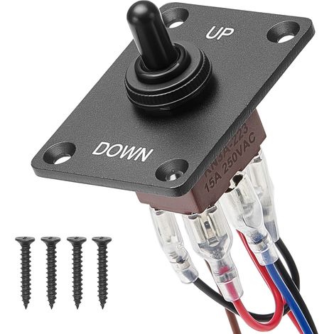 VEVOR Interruptor Basculante 6 Pines, con Inversión de Polaridad(ENCENDIDO-APAGADO-ENCENDIDO), DC 12 V/30 A, AC 250 V/15 A, con Placa de Montaje Vertical y Tapa Impermeable para Maletero de Coche