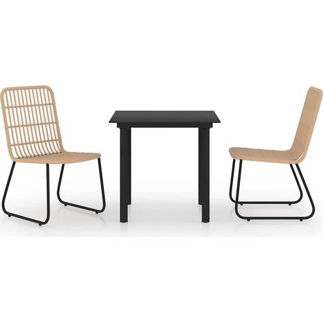Maison Exclusive - Set da Pranzo da Giardino 3 pz in Polyrattan e Vetro (1/5)
