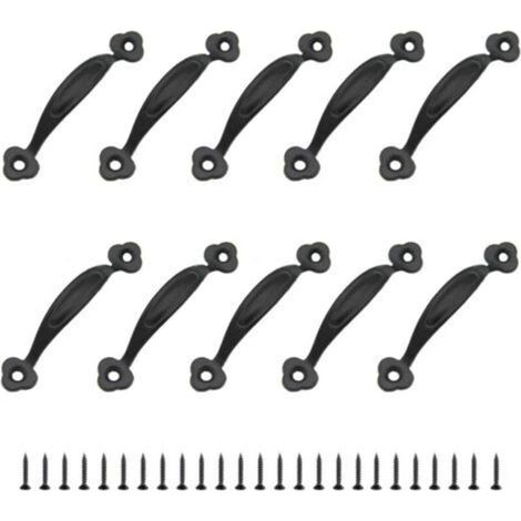10 Retro Style Furniture Handles, Zinc Alloy, for Kitchen, Barn Door, Garden Shed, Drawers, Wooden Cabinets (80 mm) (1/5)