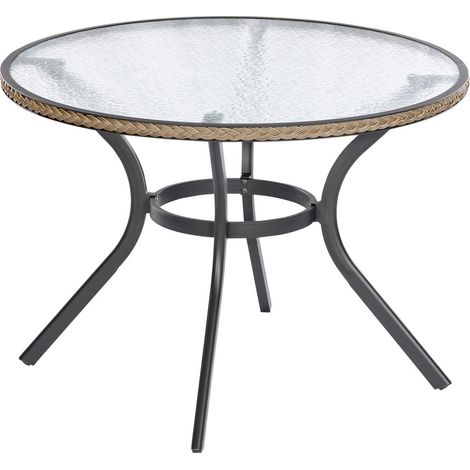 Ravenna Tisch Ø 100cm natur Aluminium/Kunststoffgeflecht