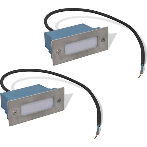 Juego de 2 focos LED empotrables para escaleras 44 x 111 x 56 mm para uso exterior estilo moderno acero inoxidable negro 020045858 (1/4)