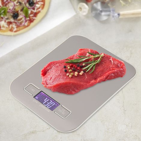 Balance de cuisine numérique 5000 g/1 g en acier inoxydable avec écran LCD argenté-AquaForge (1/3)