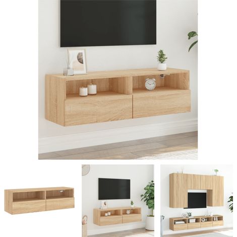 The Living Store TV-Wandschrank Sonoma-Eiche 100x30x30 cm Holzwerkstoff - TV-Möbel (1/5)
