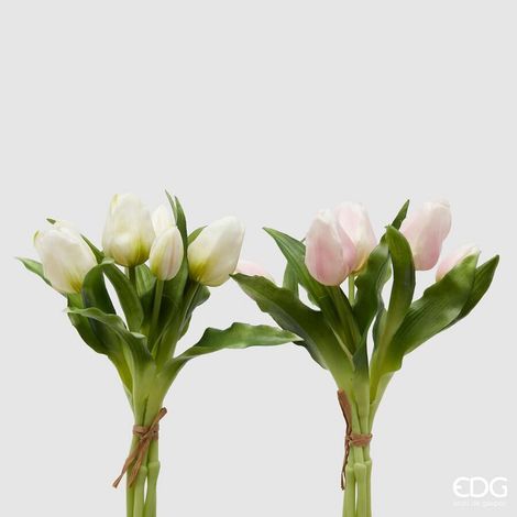 EDG Enzo De Gasperi Bouquet 5 Tulipani Olis Ass. H 28 Cm White Pink 1 Pz (1/4)