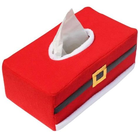 Décoration de Noël Boîtes de mouchoirs en feutre style Ceinture de Père Noël (Rouge) (1/2)