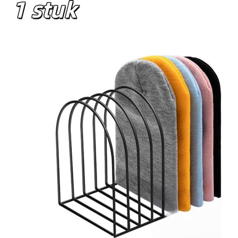Étagère de rangement en métal avec porte chapeaux et présentoir pour bonnets tricotés dimensions 26 x 17 x 23 cm pour entrée bureau chambre armoire et coiffeuse couleur noire 1 pièce (1/5)