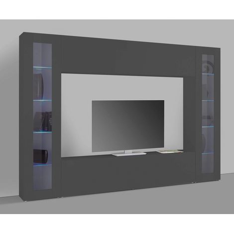 Parete Attrezzata Moderna per Soggiorno 260x30x180cm - ECHO - Colore: antracite opaco