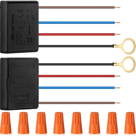 Interrupteur variateur tactile 3 voies 2 pièces, kit de réparation capteur lampe de bureau, module de commande avec capuchons de câblage à vis (1/5)
