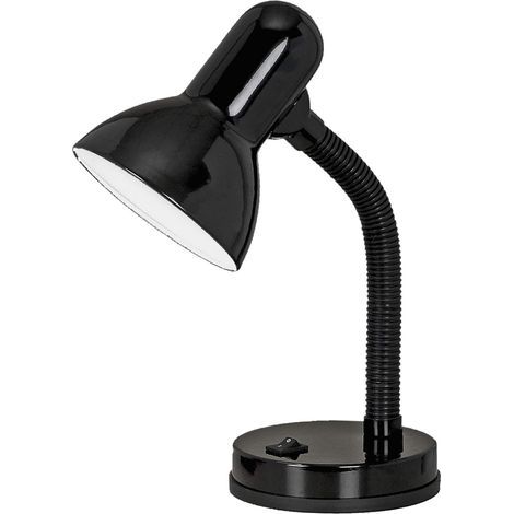 Lampada da comodino, da scrivania e da lettura basica in acciaio e plastica nera, attacco E27 (1/4)