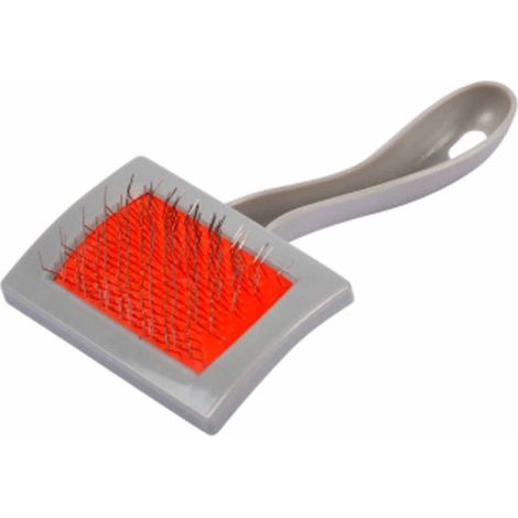 Brosse de Toilettage "Picots" 15cm Gris & Rouge (1/2)