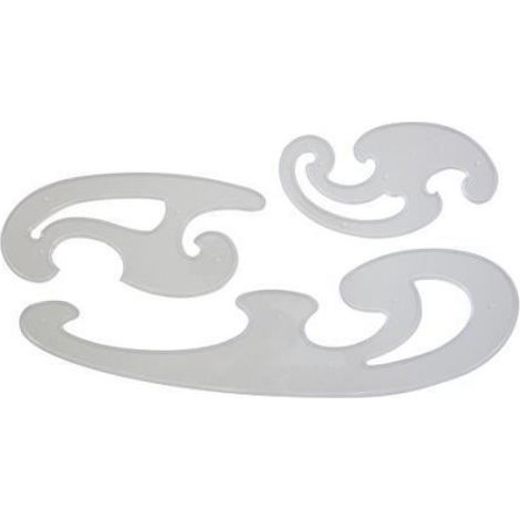 Règle Courbe - Kit de 3 Pièces en Plastique Transparent Épaisseur 1 mm - Pour Traçage Précis en Menuiserie et Bricolage