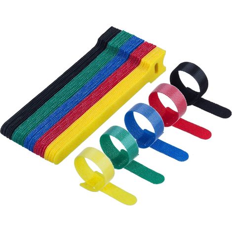 Attaches Câbles Réutilisables - Sangles Velcro Nylon 15cm - Gestion Fils Bureau Maison Extérieur - Lot De 50 Pièces Multicolore (1/5)