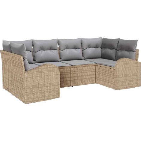 Maison Exclusive - Set Divano da Giardino 6 pcs Beige Rattan in Polipropilene