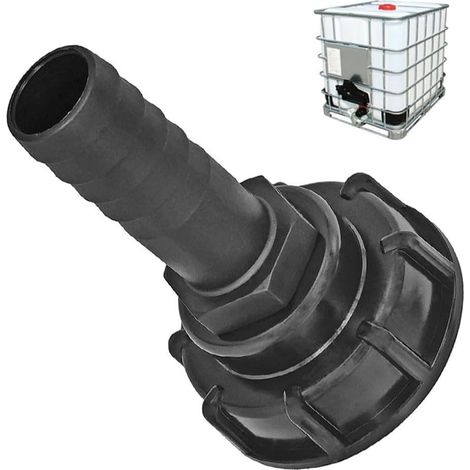 Adaptateur de réservoir d'eau pour conteneurs IBC avec filetage S60 x 6 et sortie de tuyau de 2,5 cm pour une distribution efficace du liquide dans le jardin et la cour (1/5)