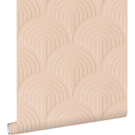 papier peint effet 3D rose pêche - ESTAhome (1/5)
