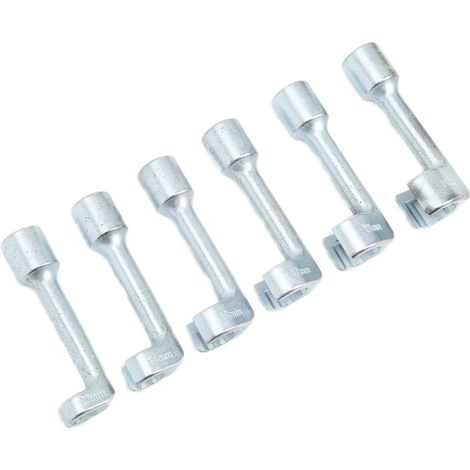 Jeu de 6 clés à douille en acier au chrome-vanadium pour conduites d'injecteurs de carburant, en forme de L, pour la réparation automobile. (1/5)
