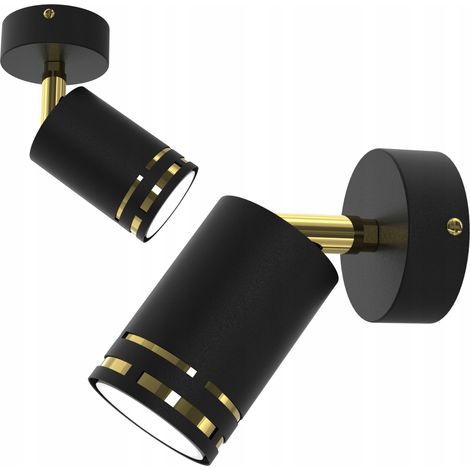 Wandleuchte, schwarz-golden, beweglicher LED-GU10-Spot-Reflektor aus polnischer Produktion (1/5)