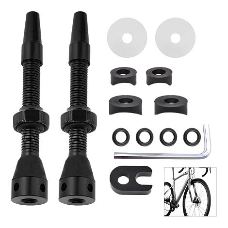 Presta Tubeless Valves, Tubeless Valves Kit Light with Cap and Disassembly Tool Bicycle Accessory for Bicycle Tyre, Lightweight Aluminiumlegierung Ideal for Bikes (1/5)
