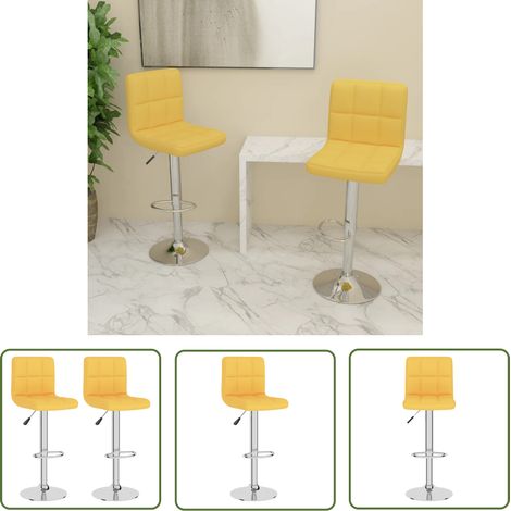 The Living Store Tabourets de bar lot de 2 jaune moutarde tissu - Tabouret De Bar - Chaise De Bar - Tabouret De Comptoir - Chaise De Comptoir - Meubles De Cuisine (1/5)