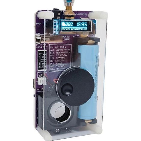 Radio FM à bande complète 150 kHz - 30 MHz, ondes courtes, moyennes, longues et courtes (USB/LSB) + lampe de camping + SOS + horloge météo (1/5)