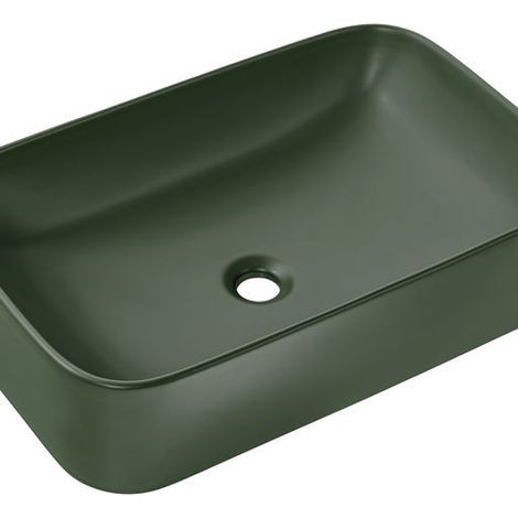 Vasque à poser en céramique verte matte - L 61 x 38 cm - Gamme Kama - Livraison gratuite