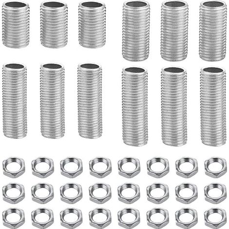 Lot de 36 raccords de tuyau de lampe avec embouts M10 de 2 cm, 3 cm, 4 cm, 5 cm de longueur et écrous M10 plaqués zinc (1/5)
