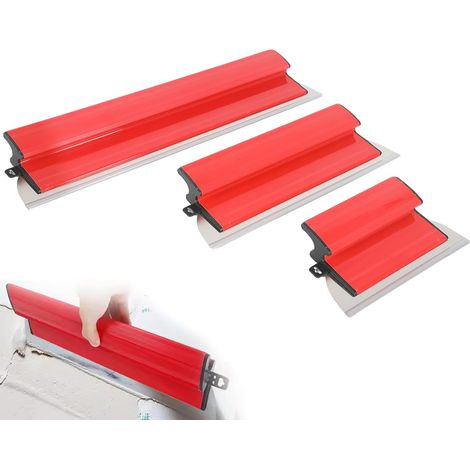 Lot de 3 spatules de surface (25 + 40 + 60 cm) avec poignée ergonomique, outil de retrait de papier peint, spatule en acier inoxydable pour le plâtrage des murs et des plafonds (1/5)