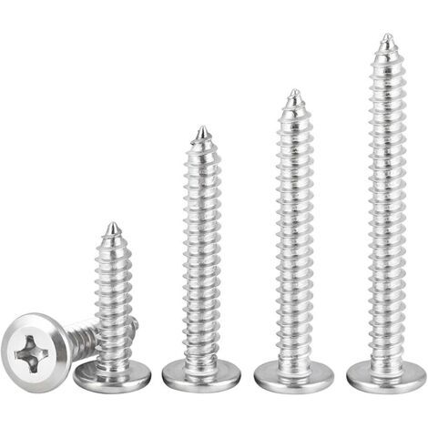 Pair 20 Pièces Vis Autotaraudeuses Acier Inoxydable 304, Vis à Tête Ronde Plate Cruciforme, M6 x 45 mm Fixations, pour Les Meubles à la Maison Machines (1/5)
