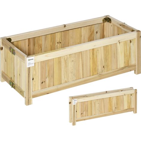 Potager surélevé pliable, en bois massif résistant aux intempéries, 70 cm x 30 cm x 25 cm, naturel (1/5)