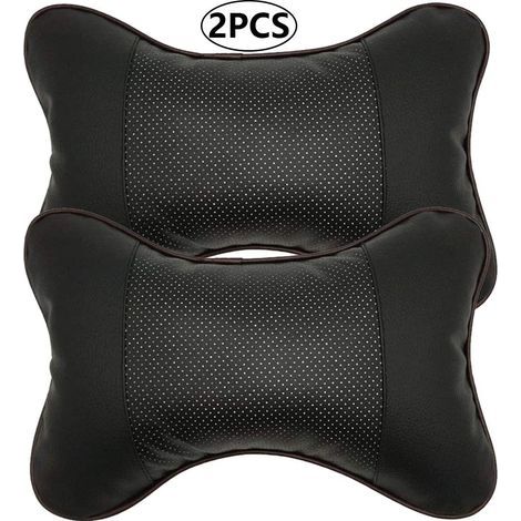 2 pcs Voiture appuie-tête,Oreiller de Cou de Voiture PU Oreiller de Voyage en Cuir pour la tête reposent Le Soutien de Cou pour Le siège d'auto, Appui-tête de Voiture Oreiller de Cou de Voiture- (1/5)