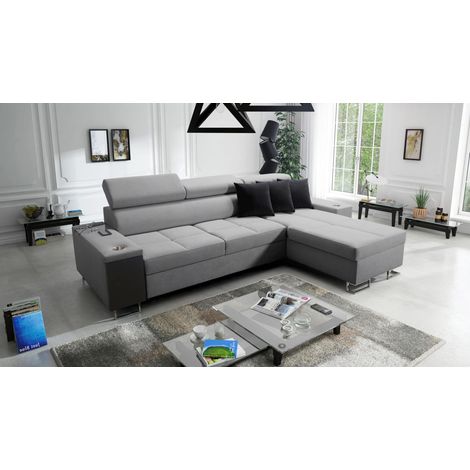 Bequemes Ecksofa mit Schlaffunktion MORENA I MAXI Sawana Grau Rechts (1/5)