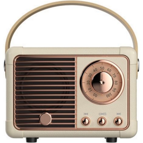 Vintage Bluetooth-Lautsprecher, Retro-FM-Radio mit kraftvollem Klang, drahtloser 5.0-Verbindung, TF-Kartenkompatibel, klassisches weißes Design.