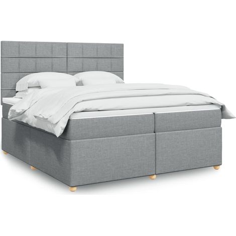Boxspringbett mit Matratze Hellgrau 200x200 cm Stoff (1/5)