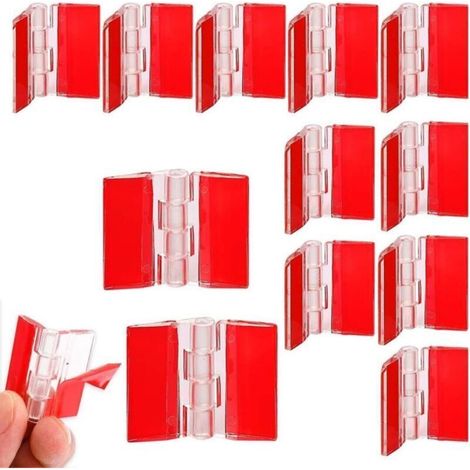 Charnière, Lot de 12 charnières en acrylique transparent - 35 x 30 mm Petites charnières de piano - En plastique transparent - Pour armoire, tiroir (1/4)