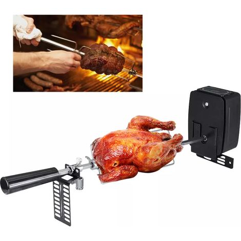 Kit de rôtisserie avec moteur pour grill à gaz BBQ Fire Pit Support en acier inoxydable très résistant (1/5)