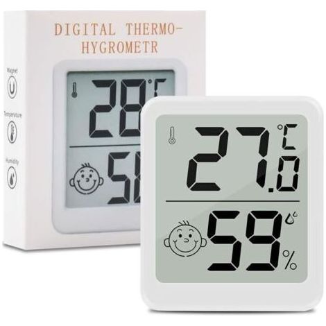 Lot Thermomètre Intérieur Maison, LCD Mini Thermomètre Numérique avec Hygromètre, Mesure de Précision Murale pour Chambre Bébé, Culture et Cave, Blanc (1) (1/5)