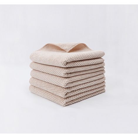 5 panni per la pulizia riutilizzabili, assorbenti, in microfibra, senza pelucchi, ideali per auto, cucina e casa. 30x30 cm (1/5)
