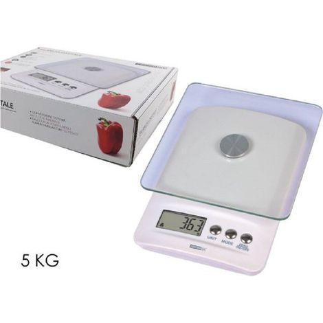 Kaela - Bilancia Da Cucina Digitale Portata 5kg Bianco Piano In Vetro Display Lcd 580017 - (1/3)