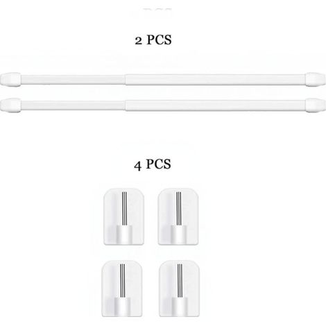 Ensemble de tringle télescopique à 2 barres et 4 crochets, installation sans perçage, convient aux rideaux de douche/rideaux/penderies, suspension sans clous, en stock. (1/5)