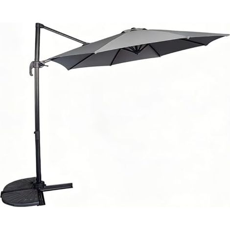 Parasol Déporté 300 cm Gris-Brun Inclinable et Rotatif 360°, Mât Aluminium et Fer, Toile Anti-UV Imperméable avec Pied en Croix