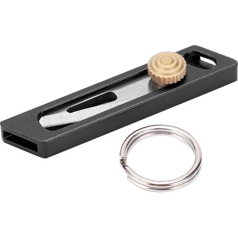 Mini couteau à poussoir porte-clés, cutter rétractable noir pour boîtes et lettres (1/5)